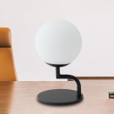 White Glass Globe Nightstand Light Simplicity 1 Light Table Lighting in White for Bedside