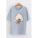 Casual Womens Short Sleeve Round Neck Mouse Printed Loose Fit T-Shirt