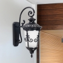 Black Urn Wall Light Sconce Country Frosted White Glass 1 Head Balcony Wall Lamp Fixture