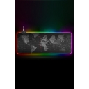 Map Pattern LED Colorful Light Mouse Pad Anti Slip Wrist Guard Memory RGB Table Pad 400x900 mm, Black