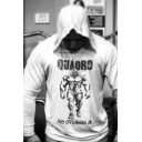 Leisure Mens Long Sleeve Letter QUADRO Anime Graphic Slim Fitted Hoodie