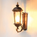 Water Glass Tower Shape Wall Lamp Farmhouse 1 Light Outdoor Wall Mount Sconce in Dark Coffee