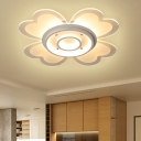 White Flower Flush Light Fixture Contemporary LED Acrylic Flush Mount Ceiling Lamp in Warm/White Light, 16
