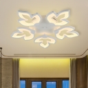 Maple Leaves Semi Flush Light Fixture Modernist Acrylic LED White Flush Mount Ceiling Lamp in White/Warm Light