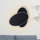 Rotatable Oval Wall Lamp Minimalist Acrylic Black/White LED Sconce Light Fixture for Office in Warm/White Light