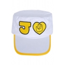 Chic Street Letter J Heart Gender Symbol Hand Embroidered Contrast Piped White Hat