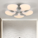 Acrylic Shell Flush Mount Lighting Modernism 3/5 Heads LED Ceiling Flush in White, 23.5