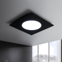 White/Black Square Flushmount Lighting Simple LED Metal Close to Ceiling Lamp in White/Warm Light