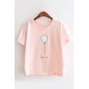 Cute Girls Short Sleeve Round Neck Balloon Letter DREAM UP Graphic Relaxed Fit T-Shirt