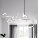 S-Shape LED Hanging Pendant Minimalist Acrylic 2 Heads White Suspended Lighting Fixture for Dining Room, 31.5