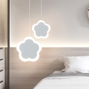 White Flower Multi Light Pendant Modern LED Acrylic Hanging Ceiling Lamp in Warm/White Light