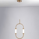 Oval Ring Hanging Light Fixture Modern Metal 19.5
