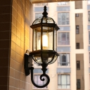 1 Light Birdcage Wall Lighting Country Style Black/Brass Finish Clear Glass Wall Sconce Lamp with Twisted Arm