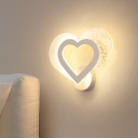 Heart Shaped Wall Mount Lamp Simplicity Acrylic White LED Wall Sconce for Wedding Room in Warm/White Light