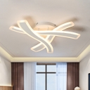Crossing Wave Flush Lamp Fixture Modernist Acrylic LED White Semi Flush Mount Light in Warm/White Light