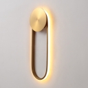 Arc Shape Metallic Flush Wall Sconce Post-Modern LED Brass Wall Mount Lamp for Bedroom