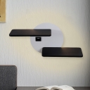 Black and White Rectangle Panel Sconce Minimalist LED Metal Wall Mount Lighting with USB Port