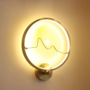 Jade Clothing Shaped Sconce Contemporary Stone LED Corridor Wall Lighting with Gold Ring