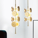 Metal Circle Chandelier Pendant Light Postmodern 8-Head Gold LED Ceiling Hang Fixture in White/Warm Light, 23