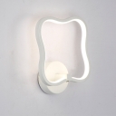 Curved Square Acrylic Sconce Lighting Simple LED White Wall Mounted Fixture in White/Warm Light