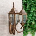 2 Lights Wall Light Fixture Farmhouse Urn Shaped Clear Glass Sconce Lamp in Rust with Swirl Arm
