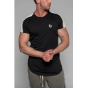 Cool Gym Guys Short Sleeve Crew Neck Logo Pirnt Contrasted Slim Fitted T-Shirt