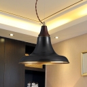 Metal Flare Hanging Light Fixture Vintage 1-Bulb Restaurant Pendant Ceiling Lamp in Black