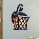 Open Bottom Outdoor Sconce Light Country Milk Glass 1-Bulb Black Finish Wall Mount