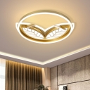 Acrylic Ring Ceiling Mounted Light Modernist Gold LED Flushmount Lighting with Leaf Design for Bedroom in Warm/White Light, 16