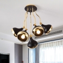 Dome Shade Metal Semi Flush Mount Light Simple 5 Lights Black Finish Ceiling Lighting for Living Room