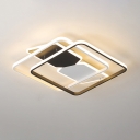 Black 2-Square Flushmount Lighting Modern LED Acrylic Flush Mount Ceiling Lamp for Bedroom, 16