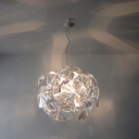 Clear Petals Ceiling Pendant Light Minimalist 1 Bulb Acrylic Hanging Lamp for Restaurant