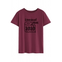 Casual Letter I SURVIVED PANIC 2020 Toilet Paper Pattern Short Sleeve Round Neck Relaxed Graphic Tee for Girls