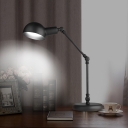 Black Finish LED Reading Book Light Farmhouse Metallic Domed Table Lamp with Swing Arm