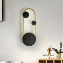 Postmodern Arc Shaped Sconce Lighting Metal Living Room LED Wall Lamp in Black and Gold, Warm/White Light