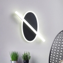 Oval and Ring Stairway Sconce Lighting Acrylic LED Modern Wall Lamp in Black, White/Warm Light