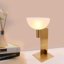 Modern 1 Light Table Light Gold Domed Metallic Night Lighting with Opal Glass Shade for Bedroom