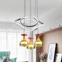 3 Bulbs Dining Room Suspension Pendant Contemporary White Twisting Cluster Hanging Lamp with Wine Glass Acrylic Shade