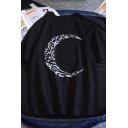 Unique Boys Short Sleeve Crew Neck Moon Print Reflective Loose Fitted Tee Top