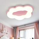 Cloud Flush Mount Ceiling Light Contemporary Acrylic LED Bedroom Lighting Fixture in Pink/Blue