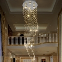 6-Light Spiral Ceiling Lamp Modern Romantic Chrome Crystal Beaded Flush Mount Light Fixture