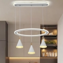 Acrylic Conical Suspension Lamp Modernist 3 Heads White Multi Light Pendant with Ring Design for Dining Room