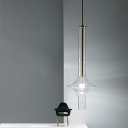 Wavy Tube Living Room Hanging Light Kit Clear Glass 1 Head Minimalism LED Ceiling Pendant Lamp