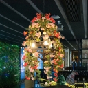 3/4-Light Iron Ceiling Chandelier Retro Black Trellis Cage Restaurant Flower Suspended Lighting Fixture