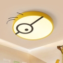 Yellow Round Flushmount Lamp Cartoon LED Acrylic Flush Ceiling Light Fixture for Kids Bedroom