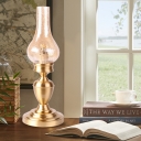 Crackle Glass Kerosene Night Lamp Coastal 1 Head Living Room Table Lighting in Gold