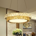 Dual-Layered Crystal Chandelier Modern LED Dining Room Ceiling Light in Gold, 16