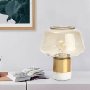 Open-Top Table Light Modern Clear Glass 1 Head Gold Plug In Night Lamp with Round White/Green Marble Base