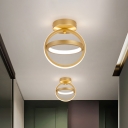 Black/Gold Orbital Flush Mount Light Simple Acrylic LED Close to Ceiling Lamp in Warm/White Light for Corridor