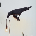 Bird Holder Bedside Wall Lighting Ideas Country Style Resin 1 Light Black/White Wall Mounted Lamp